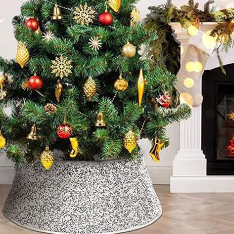 klarako Christmas Tree Collar Christmas Tree Skirt 23.6 Inch Diameter Round Glittery Sequin Tree Skirts Velvet Xmas Tree Ring Box Christmas Santa Tree Stand Base Cover for Winter Holiday Decor (White) - Image 4