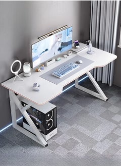 AIWANTO Ergonomic Large Gaming Desk Computer Desk K-Shaped Gaming Table PC Gaming Workstation Home Office Desks Space-saving Easy to Assemble 140x60x75cm White  - Image 1
