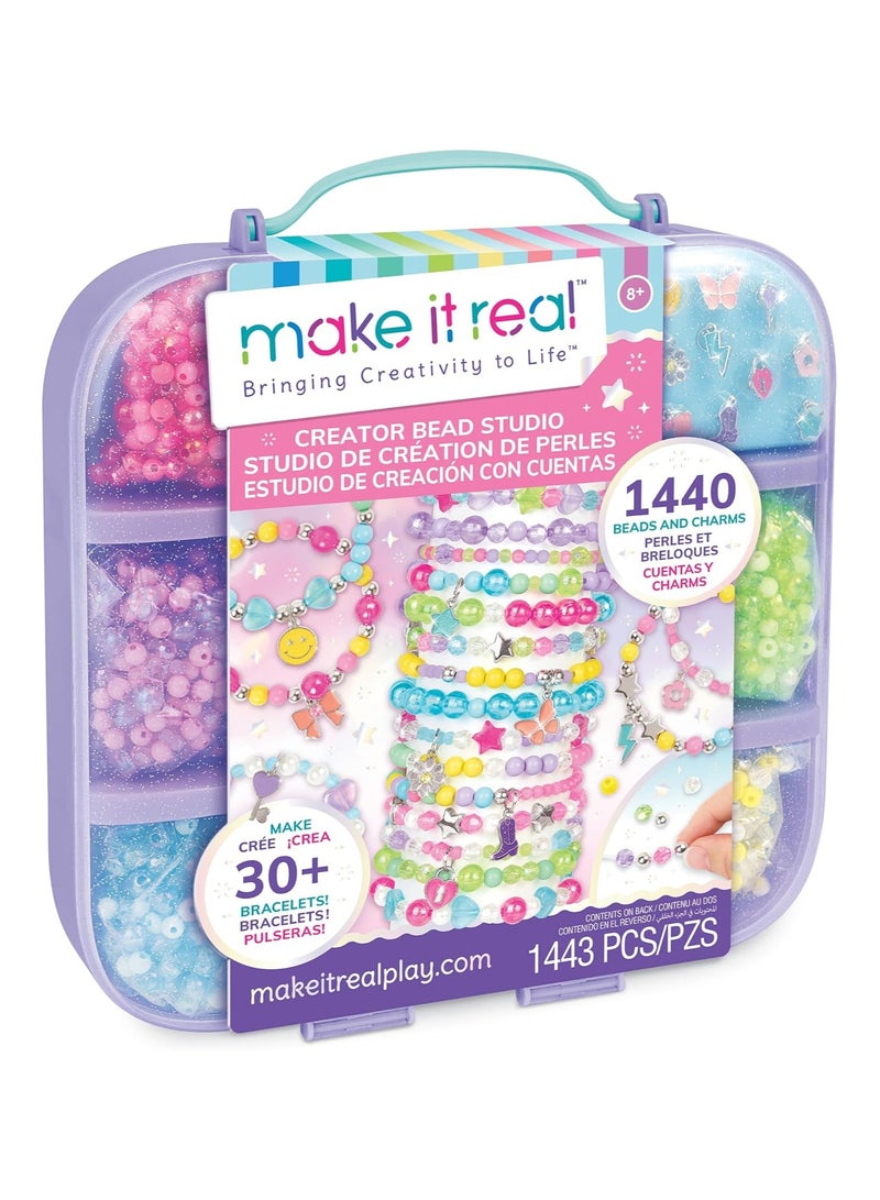 Make It Real Make It Real: Creator Bead Studio - 1443 pc, DIY Bracelet Kit, Beads & Charms, Design & Make 30+ Bracelets, Jewelry Craft, Carry Case, Girls & Kids 8+ - Image 1