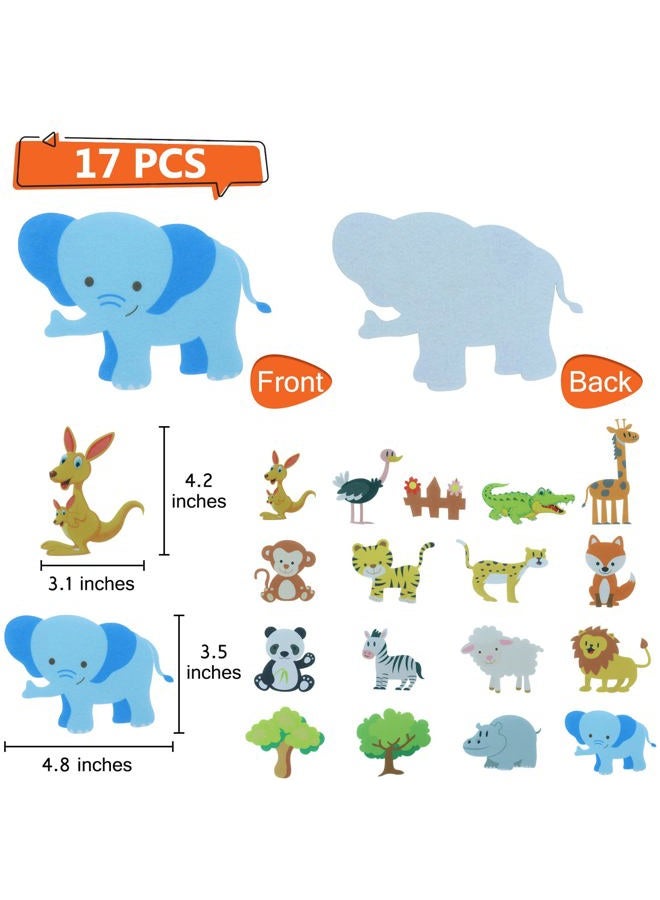 BXI 17 Pcs Zoo Animals Felt Board Story Pieces Set for Toddlers, Preschool & Kindergarten, Precut Felt Jungle Animals Figures for Preschool Crafts Activity Early Learning Storytelling - Image 2
