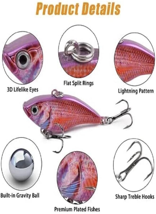 RED SEA TACKLE - Fishing Lures Set, 5 Pieces Fishing Lures Kit, Lures Fishing Box For Sea Water Salt Water And Fresh Water Hard Lures With 3D Eyes And Sharp Fishing Hooks - Image 1