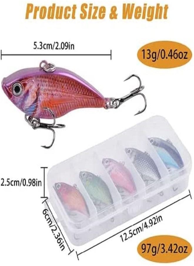 RED SEA TACKLE - Fishing Lures Set, 5 Pieces Fishing Lures Kit, Lures Fishing Box For Sea Water Salt Water And Fresh Water Hard Lures With 3D Eyes And Sharp Fishing Hooks - Image 1