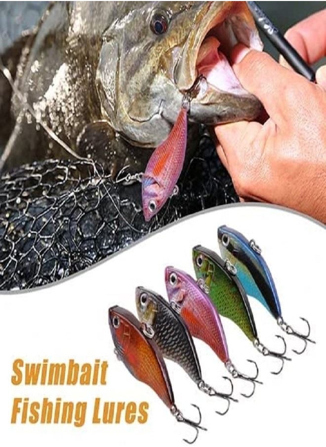 RED SEA TACKLE - Fishing Lures Set, 5 Pieces Fishing Lures Kit, Lures Fishing Box For Sea Water Salt Water And Fresh Water Hard Lures With 3D Eyes And Sharp Fishing Hooks - Image 1