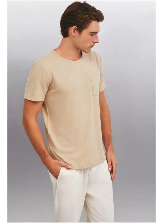 جريميلانج Grimelange Conner Men's Oversize Beige T-Shirt