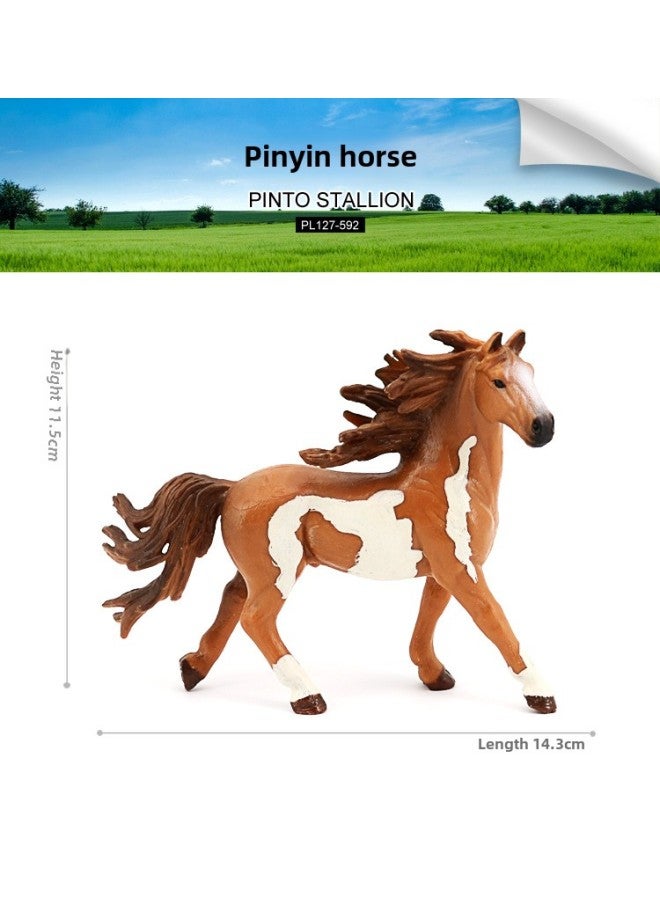 Simulation Solid Wild Animal Model Steed Black Horse Qianli Horse White Horse Ranch Children's Plastic Children's Toys-Color:PL127-592 Pint Stallion  - Image 1