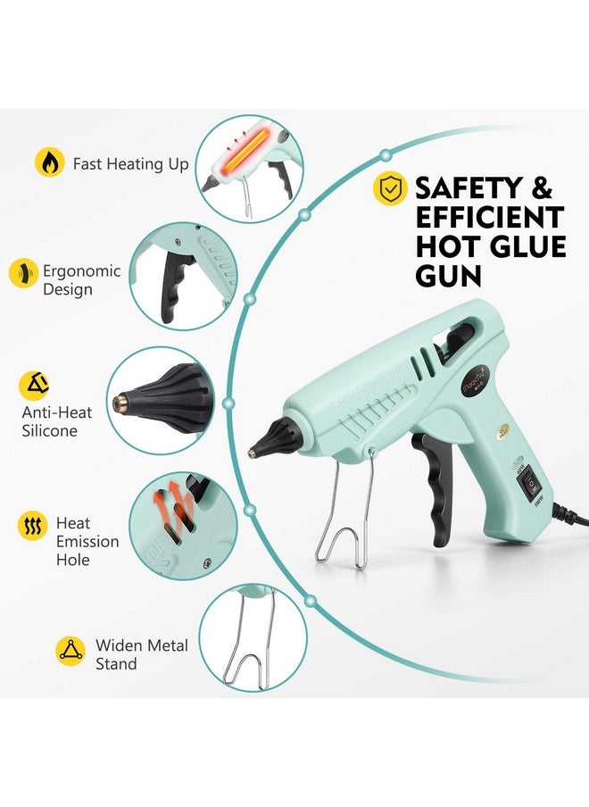 Magicfly 60/100W Hot Glue Gun Full Size With 15 Pcs Hot Glue Sticks (0.43 X 5.9 Inch) And Carry Case Dual Power High Temp Melt Glue Gun Kit With Finger Caps Mat For Arts Craft Household Green  - Image 3