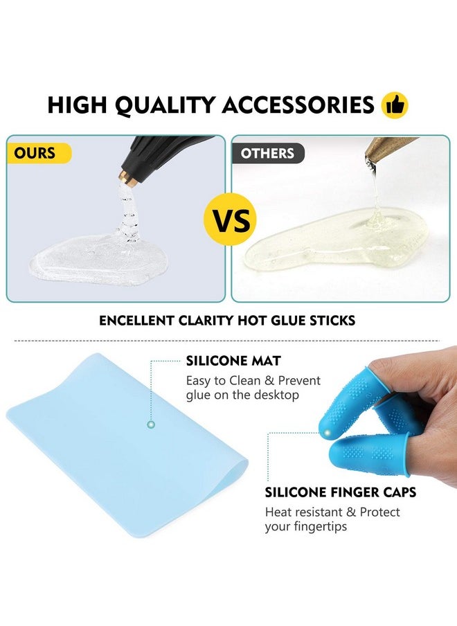 Magicfly 60/100W Hot Glue Gun Full Size With 15 Pcs Hot Glue Sticks (0.43 X 5.9 Inch) And Carry Case Dual Power High Temp Melt Glue Gun Kit With Finger Caps Mat For Arts Craft Household Green  - Image 5