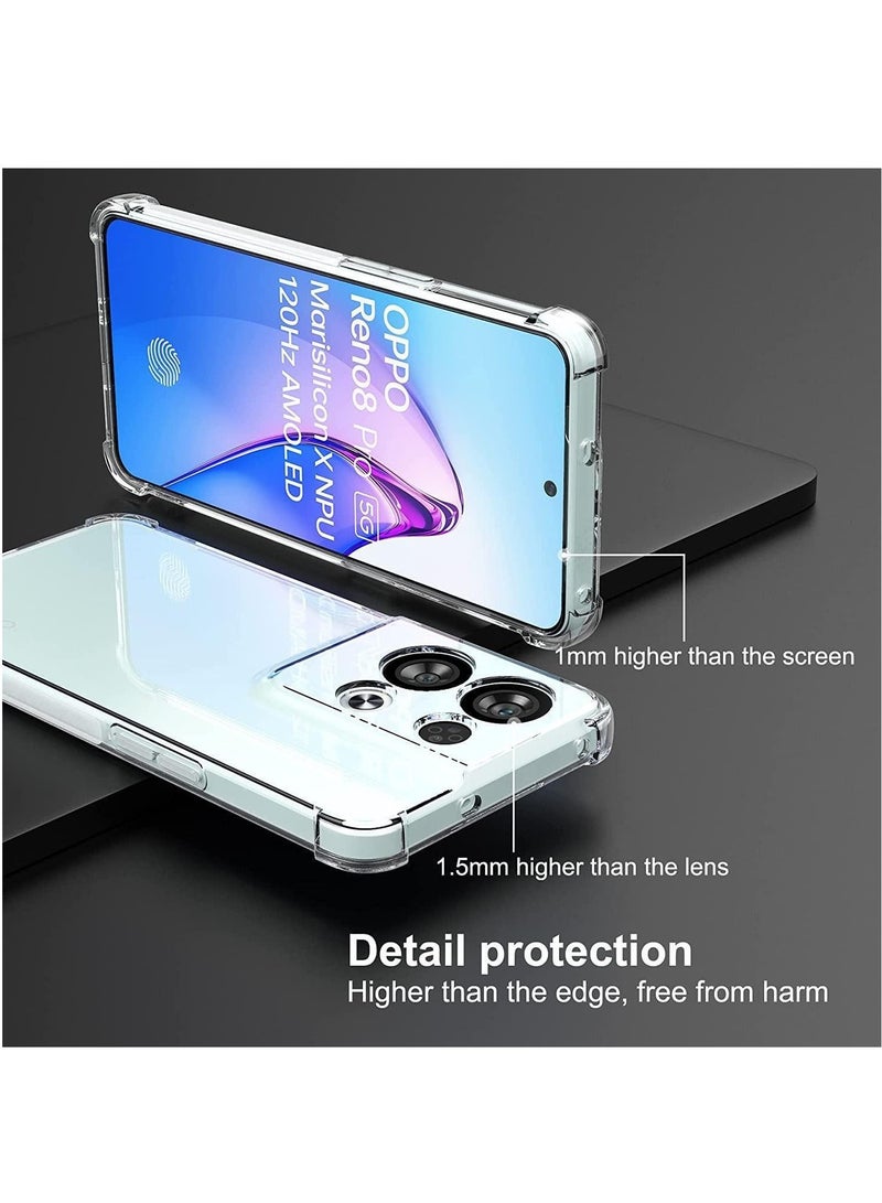 BORTONY Reno 8 5G Case Cover Shockproof flexible Silicone Bumper Cover Clear Transparent Anti scratch TPU Full Camera Protection designed for Oppo Reno 8 5G - Image 3