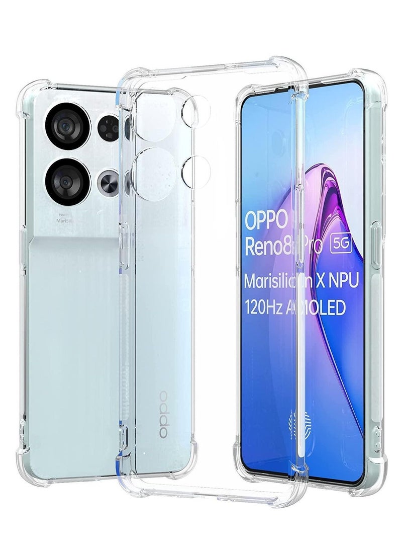 BORTONY Reno 8 5G Case Cover Shockproof flexible Silicone Bumper Cover Clear Transparent Anti scratch TPU Full Camera Protection designed for Oppo Reno 8 5G - Image 1