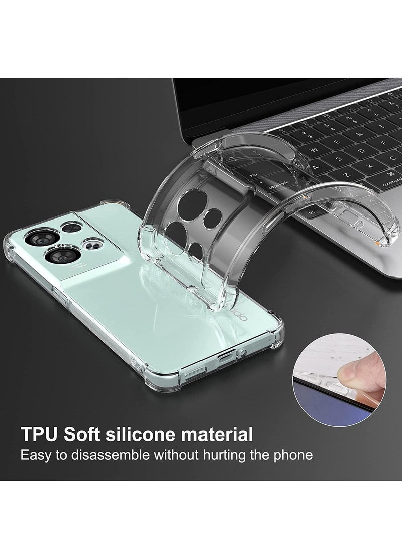 BORTONY Reno 8 5G Case Cover Shockproof flexible Silicone Bumper Cover Clear Transparent Anti scratch TPU Full Camera Protection designed for Oppo Reno 8 5G - Image 4