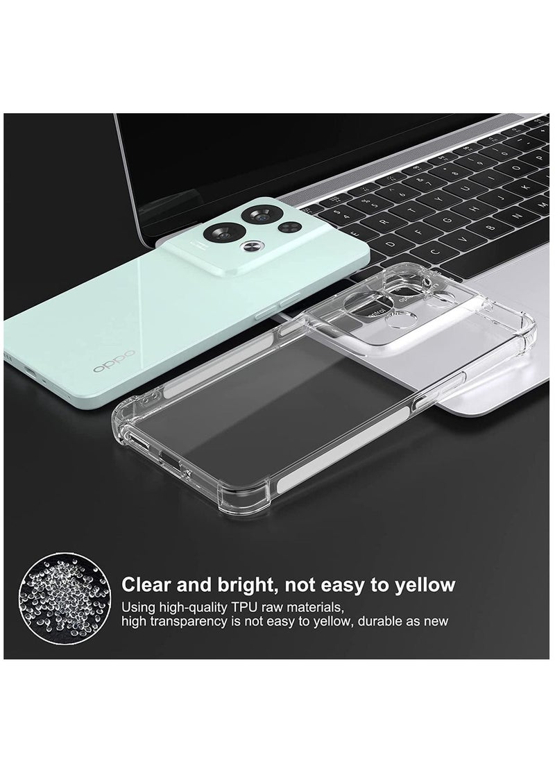 BORTONY Reno 8 5G Case Cover Shockproof flexible Silicone Bumper Cover Clear Transparent Anti scratch TPU Full Camera Protection designed for Oppo Reno 8 5G - Image 2