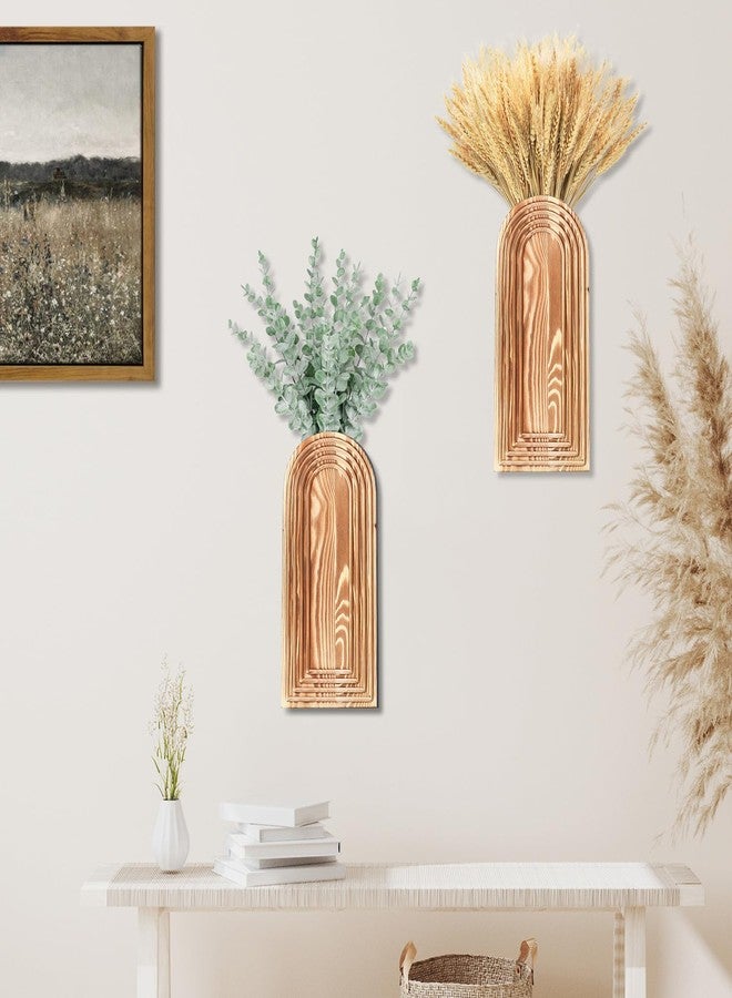 Dnnnii 2 Pack Modern Wall Wood Vase-Entryway Decor, Wood Wall Art, Hallway Decor-Modern Farmhouse & Boho Bathroom Wall Decor-Perfect for Dining Room, Living Room, or Any Narrow Wall Space（Brown） - Image 5