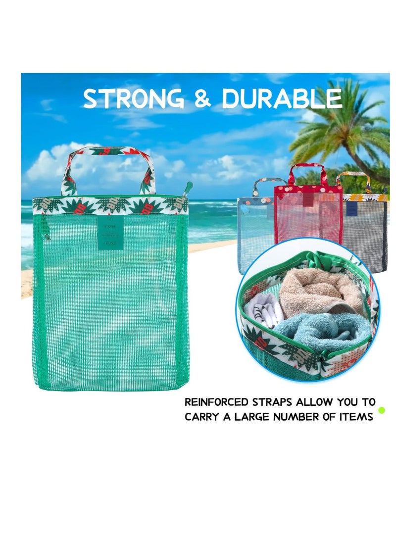 SYOSI Mesh Beach Bag, Tote Backpack Toys, Classic Beach Bag with Zipper Pool Bag, Family Beach Tote, Children Toy Storage Bag, Foldable Mesh Tote Bags with Handles Travel Bag for Women Girls  - Image 5