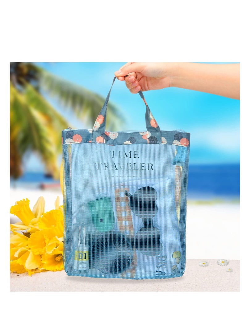 SYOSI Mesh Beach Bag, Tote Backpack Toys, Classic Beach Bag with Zipper Pool Bag, Family Beach Tote, Children Toy Storage Bag, Foldable Mesh Tote Bags with Handles Travel Bag for Women Girls  - Image 2