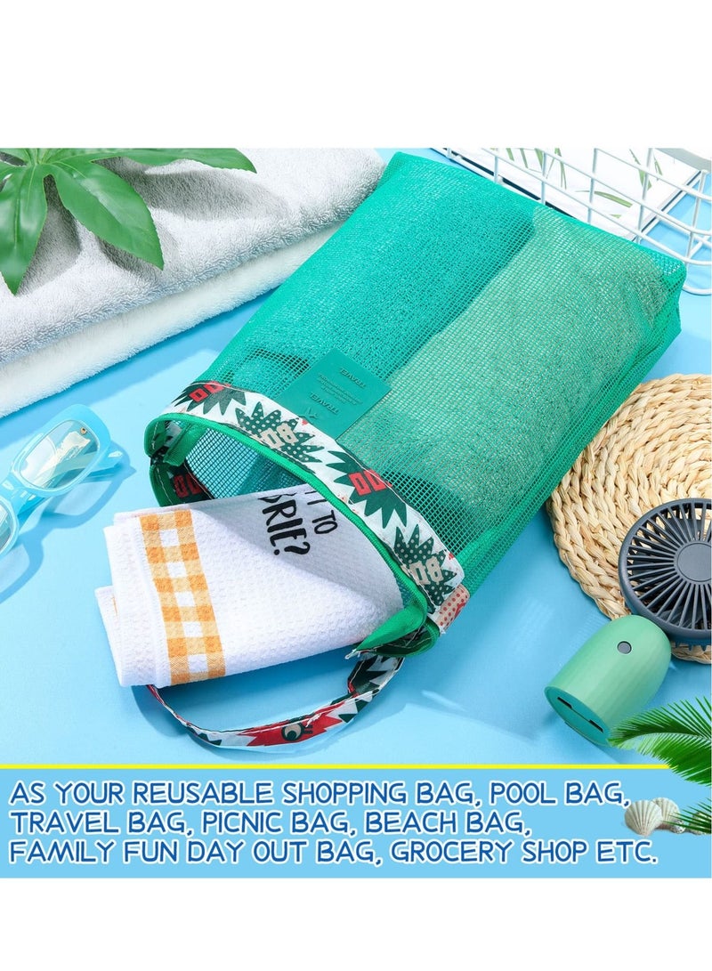 SYOSI Mesh Beach Bag, Tote Backpack Toys, Classic Beach Bag with Zipper Pool Bag, Family Beach Tote, Children Toy Storage Bag, Foldable Mesh Tote Bags with Handles Travel Bag for Women Girls  - Image 3