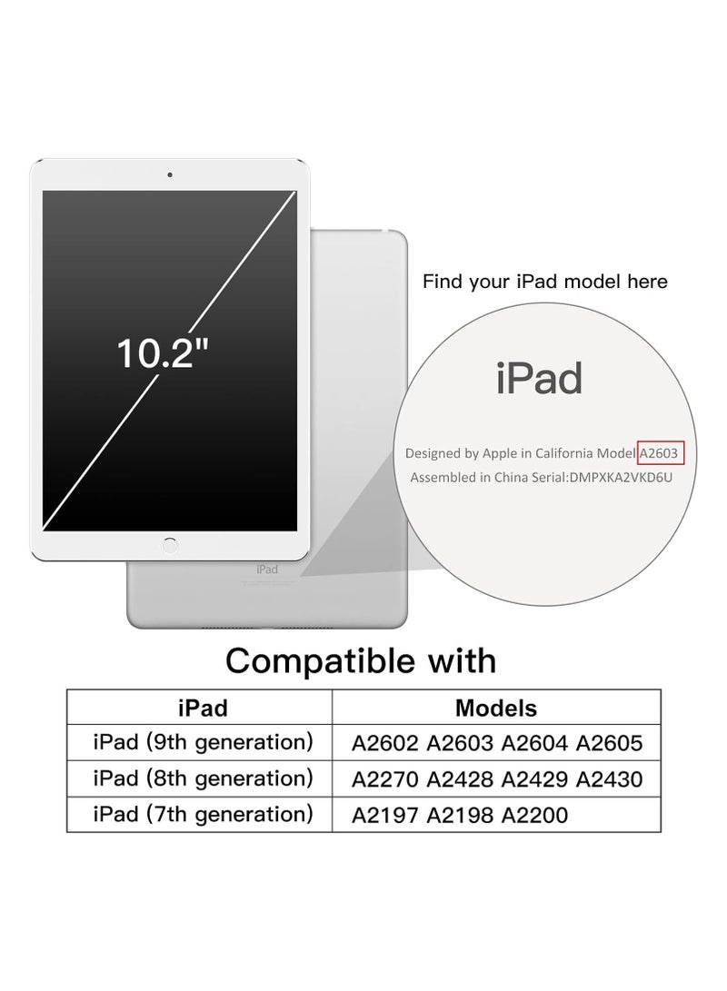 DUSALA Rotating Case for iPad 9/8/7 (10.2-Inch, 2021/2020/2019 Model, 9th/8th/7th Generation) with Pencil Holder,360 Degree Rotation Protective Stand Slim Cover Clear Back, Auto Wake/Sleep (iPad 10.2) - Image 2