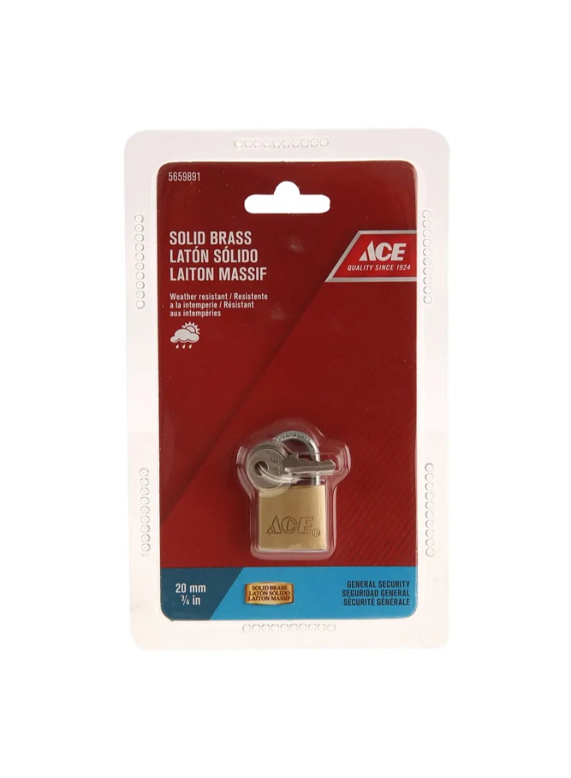 ACE Solid Brass Padlock 20mm