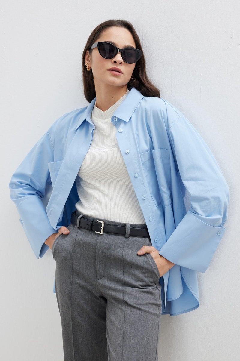 Manuka Wide Cuff Shirt Blue  - Image 1