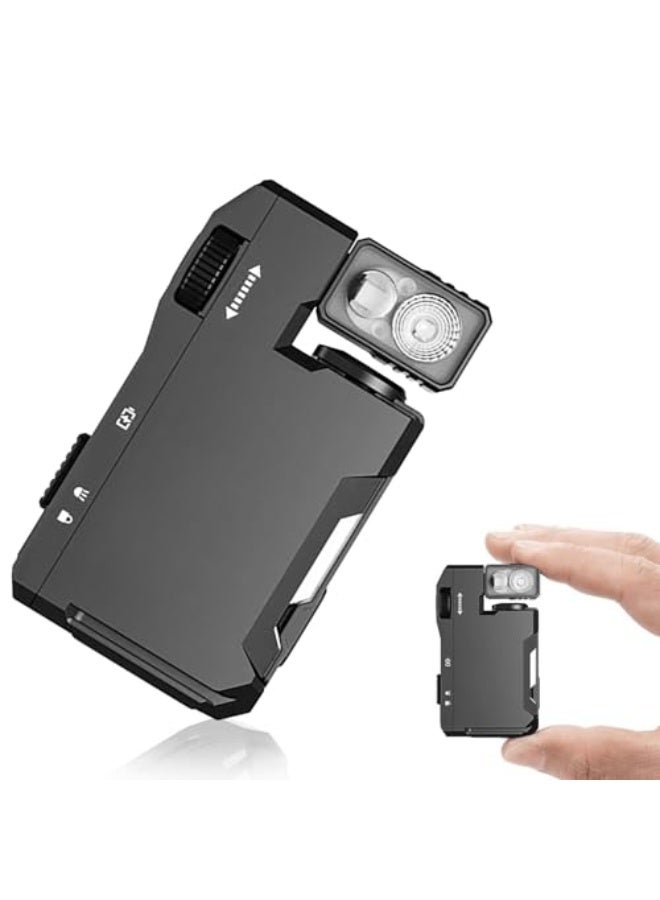 G5 Rechargeable EDC Flashlight, Portable Flat Pocket Flashlights, 400 Lumens Dual Light Sources Mini Flashlight with RGB Light，Magnetic Keychain Flashlights for Outdoor Home Emergencies (Black) - Image 1