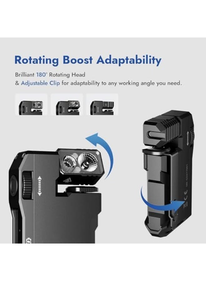 G5 Rechargeable EDC Flashlight, Portable Flat Pocket Flashlights, 400 Lumens Dual Light Sources Mini Flashlight with RGB Light，Magnetic Keychain Flashlights for Outdoor Home Emergencies (Black) - Image 4