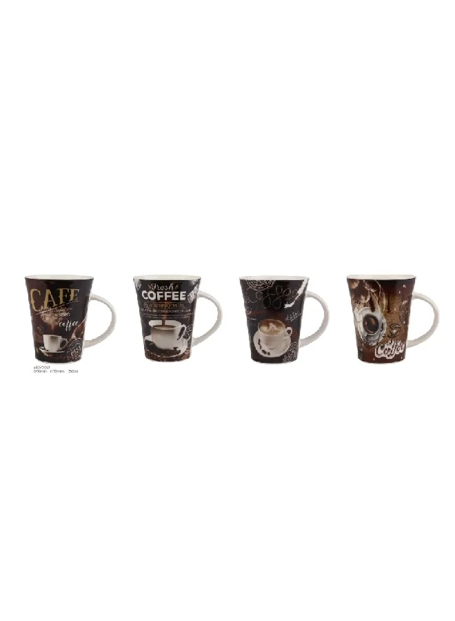 Bien Servi 4-Piece Elegant Design Printed Coffee Mug with Handle Multicolour 12 oz KRJYD047
