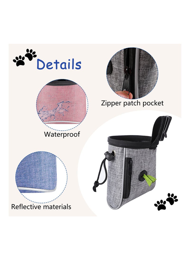 KASTWAVE - Dog Treat Bag, Waterproof Dog Training Pouch, Hand-Free Dog Walking Bag with Adjustable Waist Belt, Pet Puppy Treat Pouch Bag for Dog Training Walking Travel Outdoor Use (Grey) - Image 1