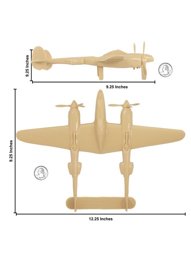 Tim Mee Toy TimMee WW2 P-38 Lightning Fighter Plane - 2pc Tan Plastic Army Men Aircraft - Image 2