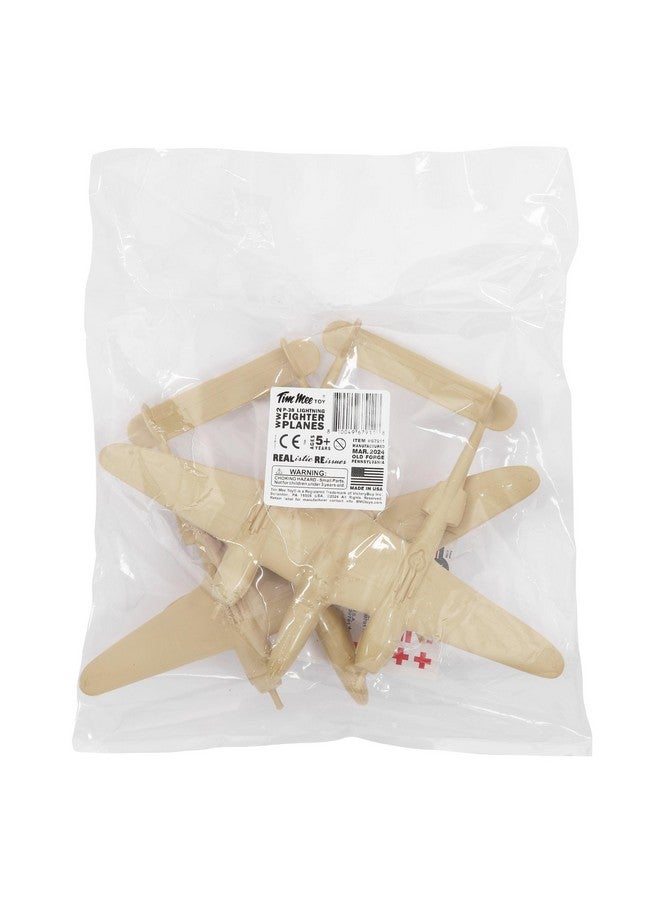 Tim Mee Toy TimMee WW2 P-38 Lightning Fighter Plane - 2pc Tan Plastic Army Men Aircraft - Image 5