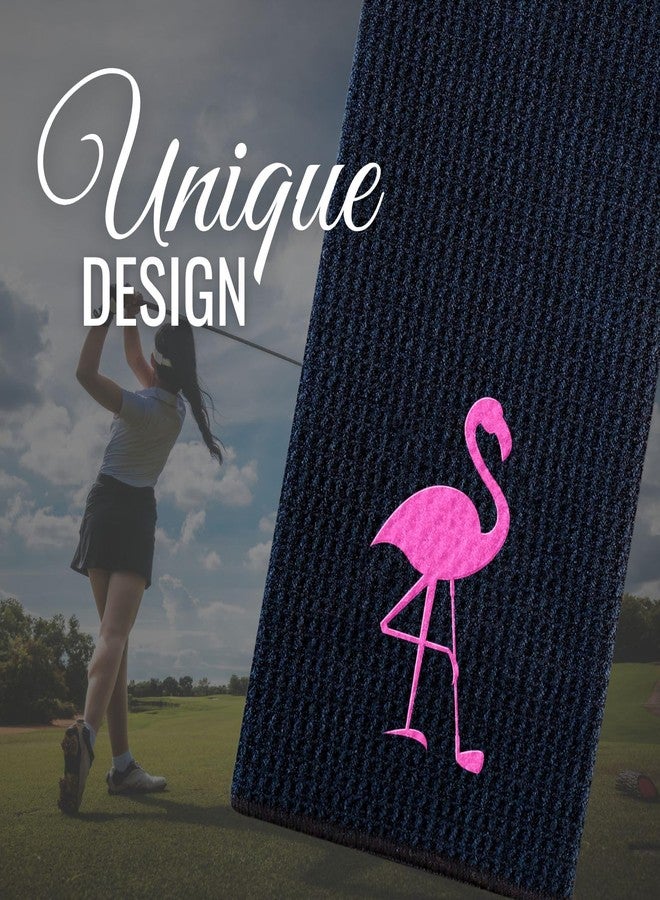 CybGene Golf Gifts for Women, Flamingo Golf Towel, 16”x 24” Microfiber Golf Towel, Black - Image 5