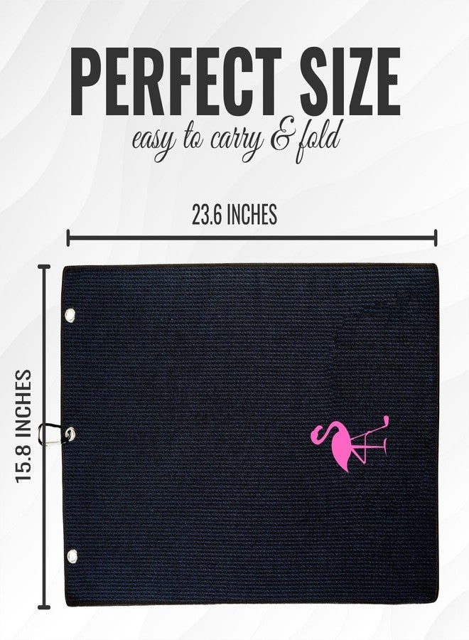 CybGene Golf Gifts for Women, Flamingo Golf Towel, 16”x 24” Microfiber Golf Towel, Black - Image 3