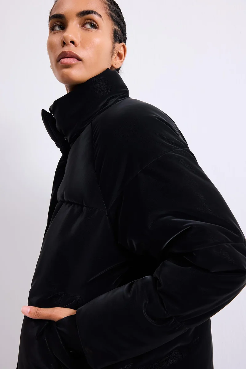 Defacto  Regular Fit Faux Leather Jacket for Women | Best Price UAE