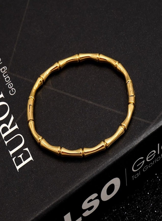 Tidefire Stainless Steel Bamboo Design Bracelet Titanium Steel Bangle (Bamboo Gold) - Image 4