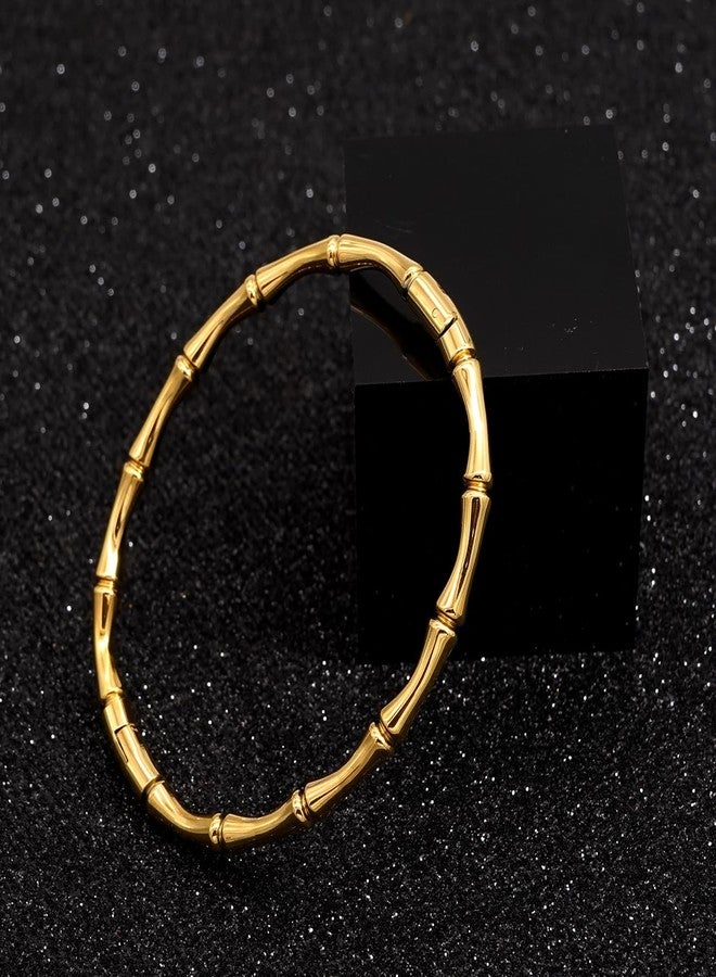 Tidefire Stainless Steel Bamboo Design Bracelet Titanium Steel Bangle (Bamboo Gold) - Image 5