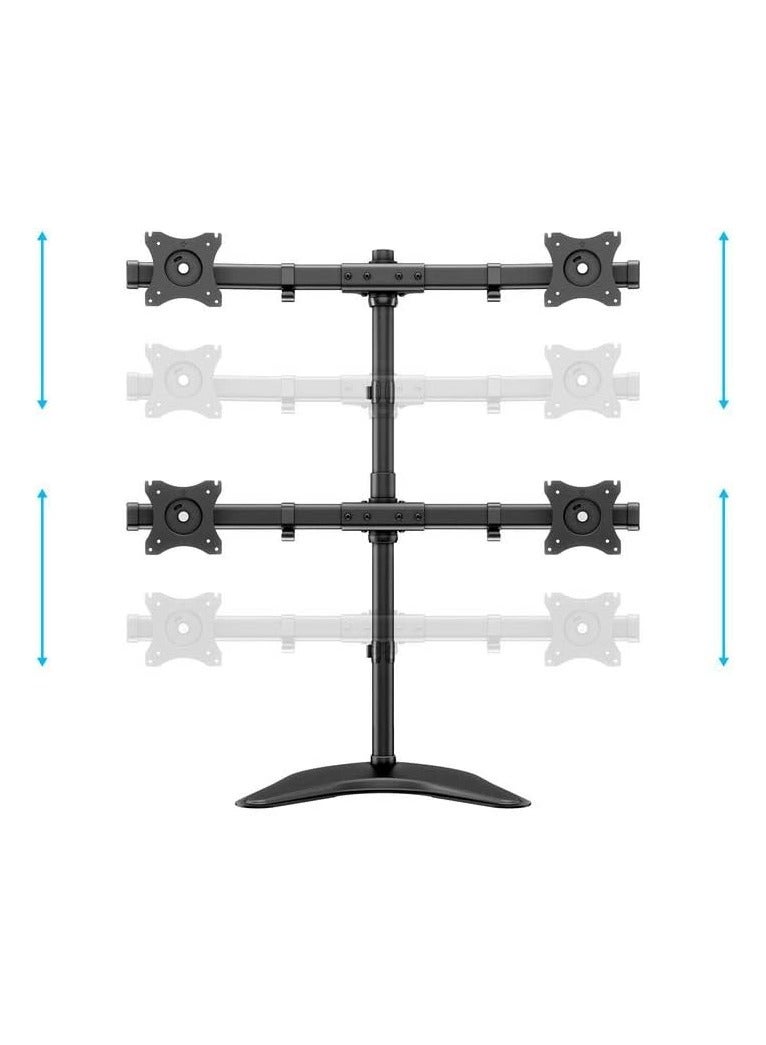 ELTRAZONE Full Motion Quad Monitor Desk Mount, Fully Adjustable Desk Free Stand for 4 LCD Monitors Screens 13 Inch to 27 Inch Supported - Image 4