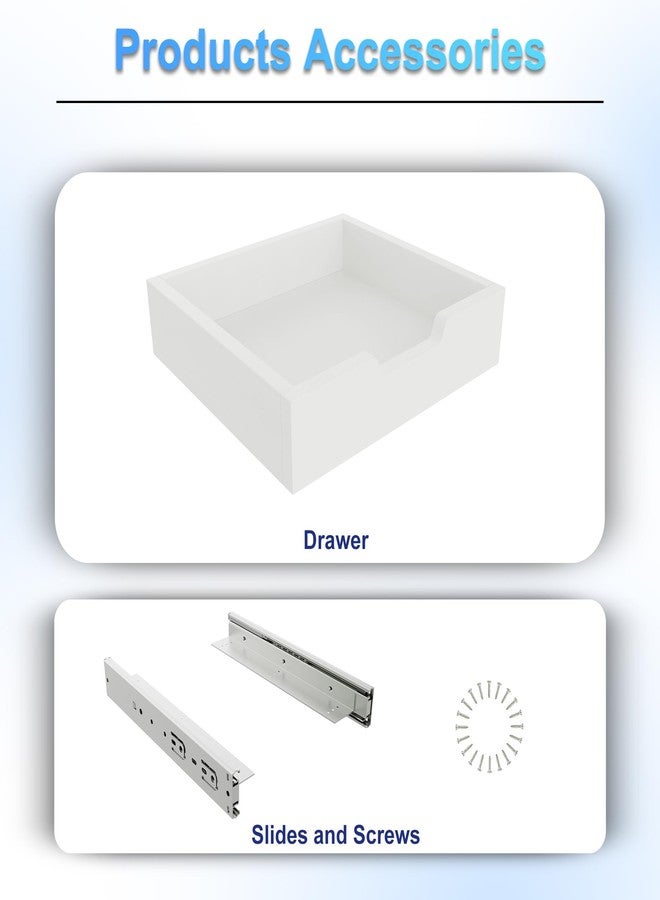 FRMSAET Heavy Duty Cabinet Hardware Soft Close Slide Drawer 12 inch Deep Drawer Replacement with Adjustable Width for Storage Cabinets, Wardrobes, Cabinetry,Office Cabinets .etc (14 inch Wide, White) - Image 3
