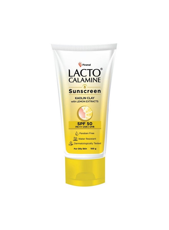Lacto Calamine واقي من الشمس بعامل حماية من الشمس 50 100 جرام Pa +++ واقي من الشمس للبشرة الدهنية واقي من الشمس Uva Uvb مقاوم للماء ولا يترك علامات بيضاء مع طين الكاولين وفيتامين E ومستخلصات الليمون خالٍ من البارابين (100 جرام) - Image 1