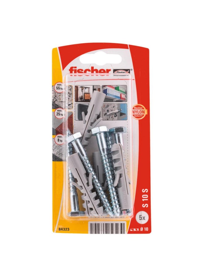 Fischer Expansion Plug W/ Screw S10 S Pack 5Pcs
