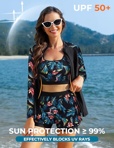 JASAMBAC Long Sleeve Swimsuits for Women 2026, UPF 50+ UV Protection Rash Guard Bathing Suit, Swim Shirts for Women with Built in Bra - Image 2