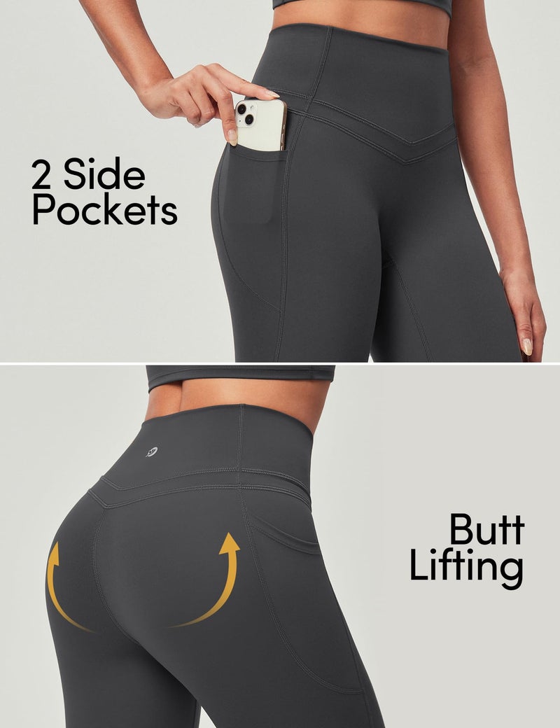 IUGA Compression Leggings with Pockets for Women Tummy Control Leggings No Front Seam Workout High Waist Yoga Pants,Ink Gray - Image 5