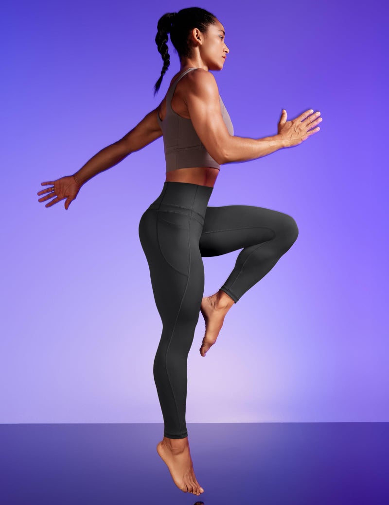 IUGA Compression Leggings with Pockets for Women Tummy Control Leggings No Front Seam Workout High Waist Yoga Pants,Ink Gray - Image 2