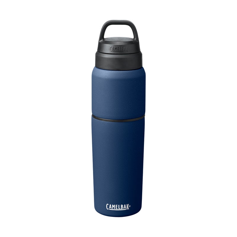 CAMELBAK زجاجة مياه وكوب سفر من كاملباك MultiBev - معزول بالفراغ من الفولاذ المقاوم للصدأ - أزرق داكن - زجاجة سعة 22 أونصة وكوب سعة 16 أونصة - Image 5