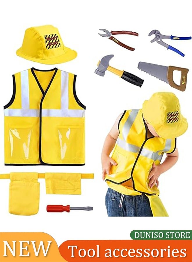 إسكدنيا طقم ملابس عامل بناء، مجموعة لعب أدوار، هدية تعليمية لتزيين المهندسين، لعبة تعليمية للنشاطات خلال العطلات،  لمعظم الأطفال والبالغين - Image 1