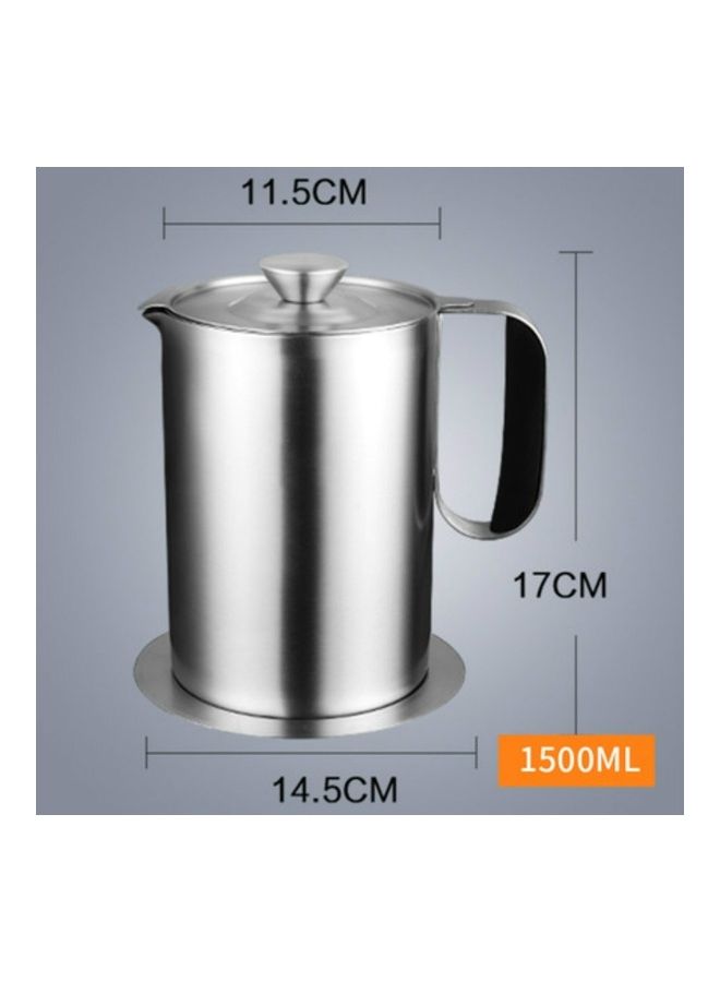 Loquat Stainless Steel Leak Proof Filter Mesh Oil Canister Silver 1.5Liters  - Image 4