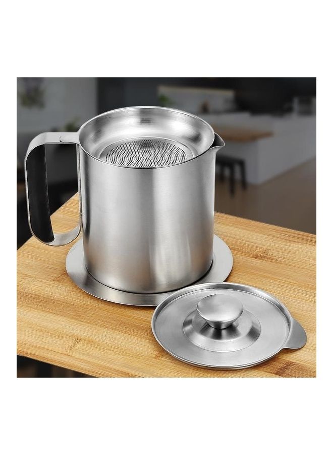 Loquat Stainless Steel Leak Proof Filter Mesh Oil Canister Silver 1.5Liters  - Image 5