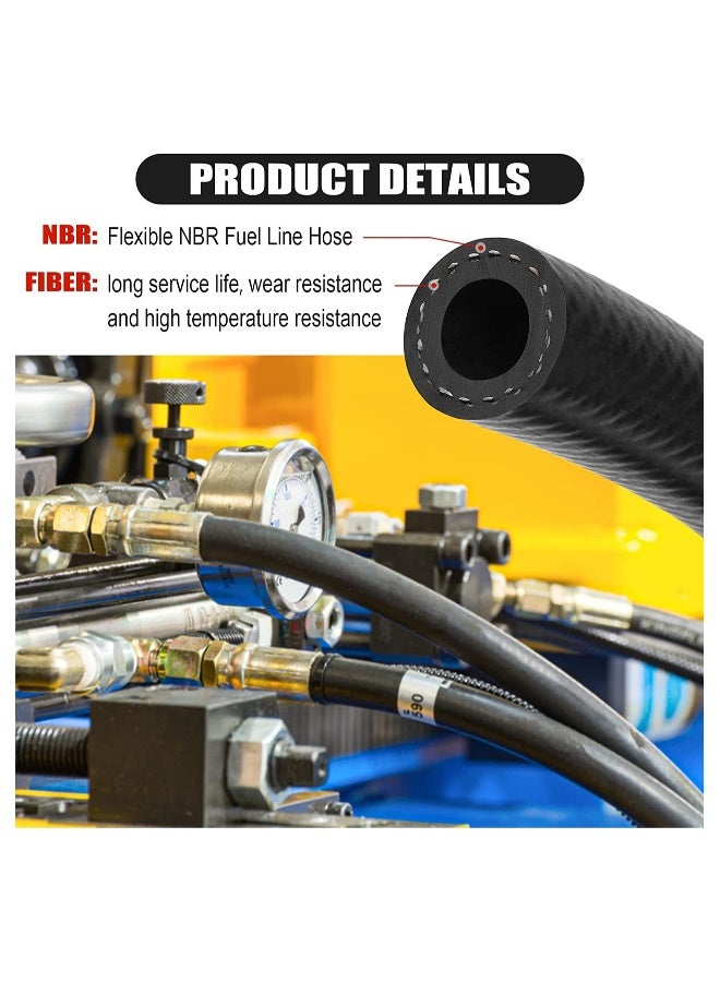 خرطوم وقود بقطر 3/8 بوصة طول 10 أقدام من نيون بروتين مطاطي مع قفل دفع ضغط عالي 300 PSI لأنظمة وقود السيارات والمحركات - Image 4