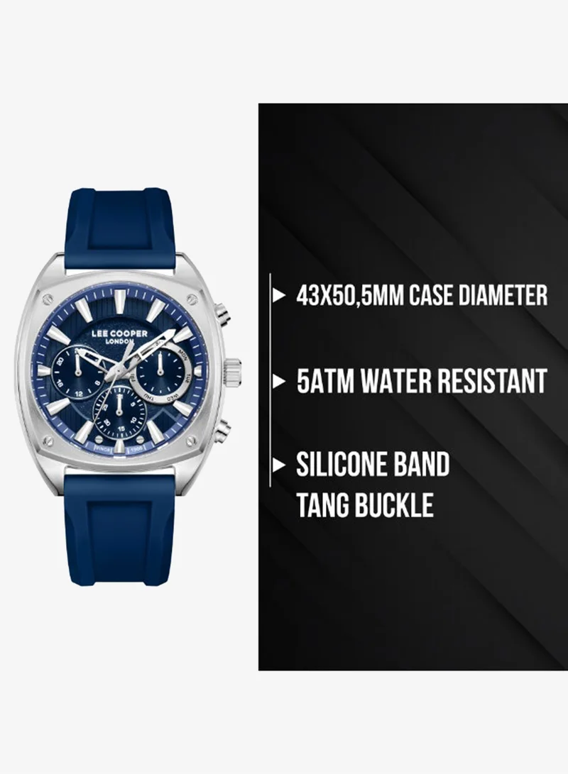 Lee Cooper Dark Blue Men's Silicone Multi Function Watch LC08237.399 - 43x50,5 mm for Men | Best Price UAE