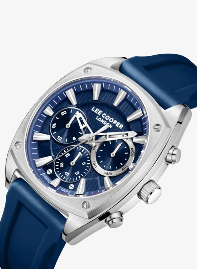Lee Cooper Dark Blue Men's Silicone Multi Function Watch LC08237.399 - 43x50,5 mm for Men | Best Price UAE