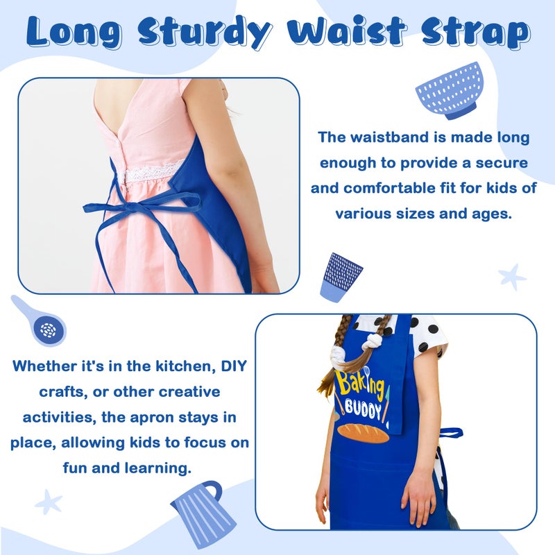 R HORSE 2Pcs Kid Apron and Chef Hat Set, Blue Adjustable Children Kitchen Toddler Apron for Boys, Dress up Role Play Chef Toy Funny Birthday Gift for Kids Cooking Baking Painting - Image 4
