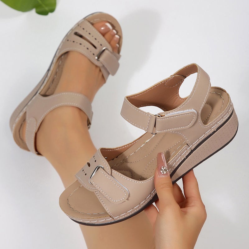 2025 Korean Fashion Peep Toe Wedge Fashion Casual Plus Size Women'S Roman Peep Toe - Image 5