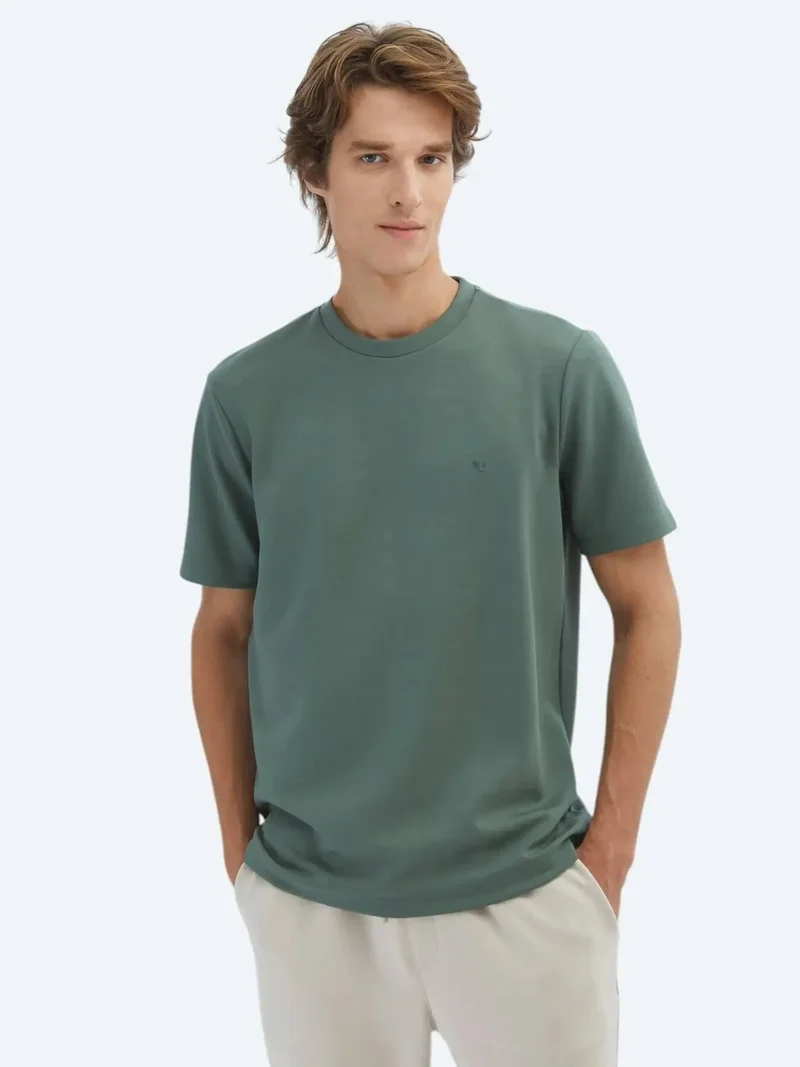 Kip Green Plain Crew Neck T-Shirt